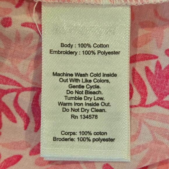 Vineyard Vines Size XL 100% Cotton Pink Floral Shift Dress Beach Coverup - Picture 7 of 7